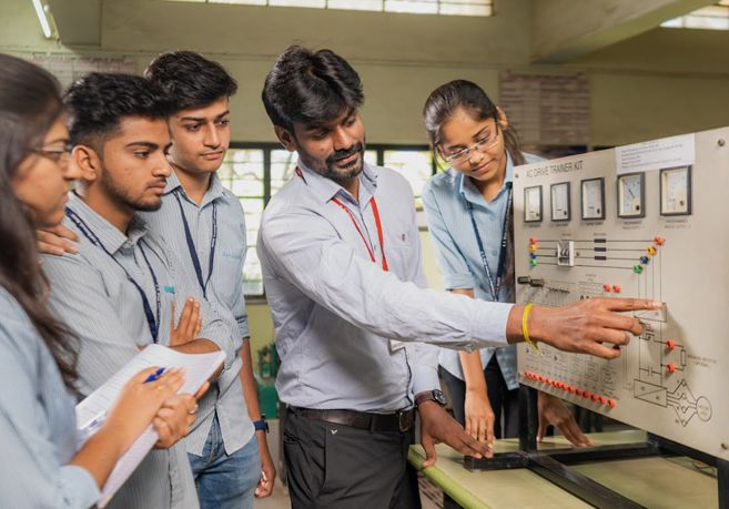 Students learning in a workshop